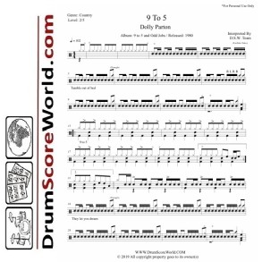 Dolly Parton - 9 To 5 - Drum Sheet + Play-Along Track